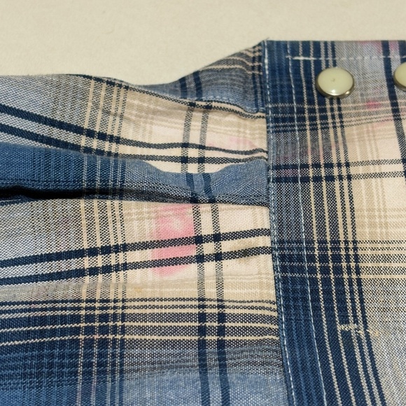 VTG Wrangler Mens Western Long Sleeve Snap Shirt XXL Cowboy Country Rodeo Flaws - Picture 5 of 12